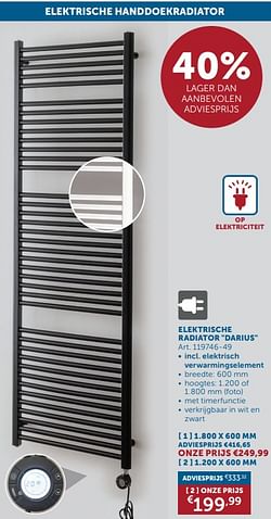 Elektrische radiator darius 1.200 x 600 mm