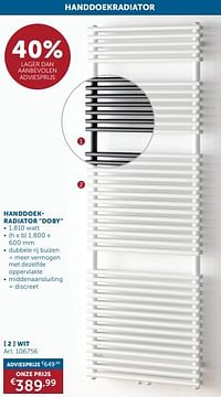 Handdoekradiator doby wit-Beauheat