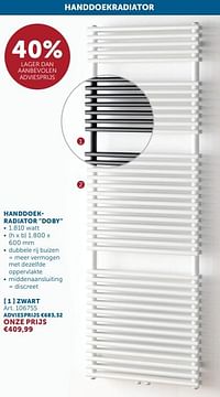 Handdoekradiator doby zwart-Beauheat