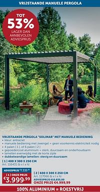 Vrijstaande pergola solimar met manuele bediening-Huismerk - Zelfbouwmarkt