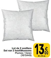 Lot de 2 oreillers set van 2 hoofdkussens-Huismerk - Cora