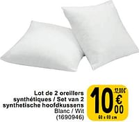 Lot de 2 oreillers synthétiques - set van 2 synthetische hoofdkussens-Huismerk - Cora