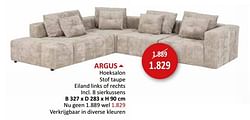 ARGUS Hoeksalon stof taupe