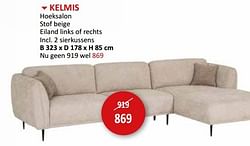 KELMIS Hoeksalon stof beige