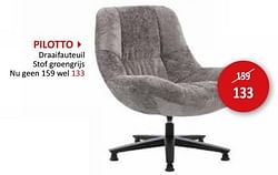 PILOTTO Draaifauteuil stof groengrijs