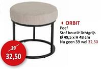 ORBIT Poef stof bouclé lichtgrijs-Huismerk - Weba