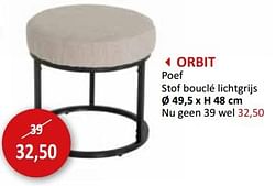 ORBIT Poef stof bouclé lichtgrijs