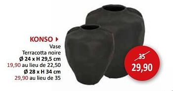 Promotions Konso vase terracotta noire - Produit maison - Weba - Valide de 21/08/2024 à 13/10/2024 chez Weba