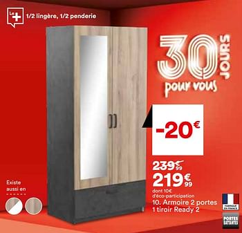 Promotions Armoire 2 portes 1 tiroir ready 2 - Produit Maison - But - Valide de 27/08/2024 à 30/09/2024 chez But