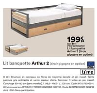 Promotions Lit banquette arthur 2 - Time  - Valide de 28/08/2024 à 02/12/2024 chez But