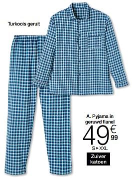 Promoties Pyjama in geruwd flanel - Huismerk - Damart - Geldig van 26/08/2024 tot 15/12/2024 bij Damart