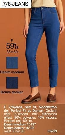 Promoties 7-8-jeans, slim fit, 5-pocketmo- del, perfect fit by damart - Huismerk - Damart - Geldig van 26/08/2024 tot 15/12/2024 bij Damart