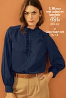 Promoties Blouse met volant en broderie - Huismerk - Damart - Geldig van 26/08/2024 tot 15/12/2024 bij Damart