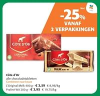 Côte d`or alle chocoladetabletten-Cote D