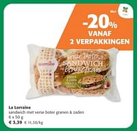 La lorraine sandwich met verse boter granen + zaden-La Lorraine