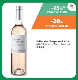 Vallon des glauges rosé 2023 a.o.p. coteaux d’aix-en-provence