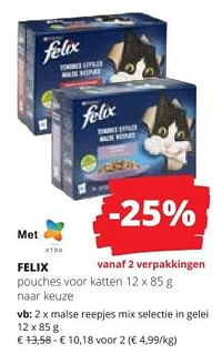 Felix pouches voor katten malse reepjes mix selectie in gelei-Purina