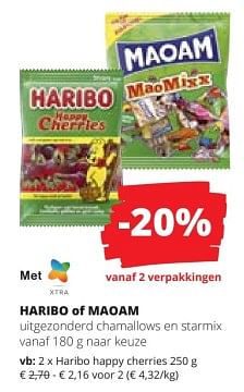 Promoties Haribo happy cherries - Haribo - Geldig van 29/08/2024 tot 09/11/2024 bij CoMarkt