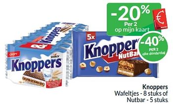 Promoties Knoppers wafeltjes of nutbar - Knoppers - Geldig van 01/09/2024 tot 30/09/2024 bij Intermarche