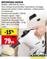 Promotions Nettoyeur vapeur karcher sc1 blanc - Kärcher - Valide de 02/09/2024 à 29/09/2024 chez Dema