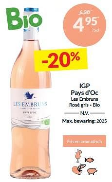 Igp pays d’oc les embruns rosé gris - bio