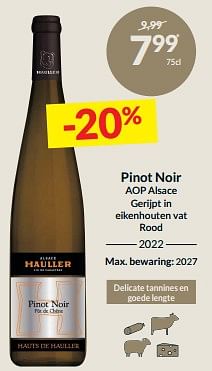 Pinot noir aop alsace gerijpt in eikenhouten vat rood