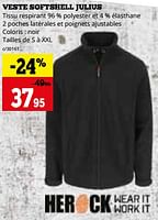 Promotions Veste softshell julius - Herock - Valide de 02/09/2024 à 29/09/2024 chez Dema