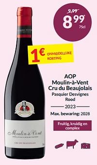 Aop moulin-à-vent cru du beaujolais pasquier desvignes rood-Rode wijnen