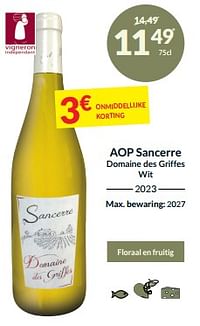 Aop sancerre domaine des griffes wit-Witte wijnen