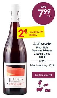 Aop savoie pinot noir domaine edmond jacquin + fils rood-Rode wijnen