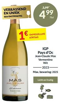 Igp pays d’oc jean-claude mas vermentino wit-Witte wijnen