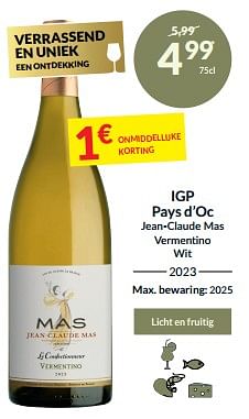 Igp pays d’oc jean-claude mas vermentino wit