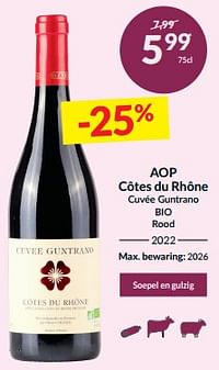 Aop côtes du rhône cuvée guntrano bio rood-Rode wijnen