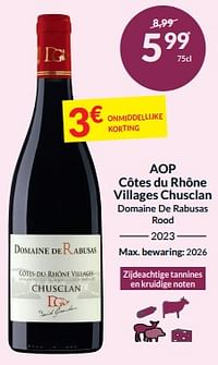 Aop côtes du rhône villages chusclan domaine de rabusas rood-Rode wijnen