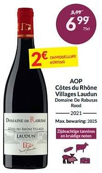 Aop côtes du rhône villages laudun domaine de rabusas rood-Rode wijnen