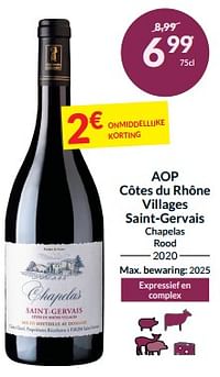 Aop côtes du rhône villages saint-gervais chapelas rood-Rode wijnen