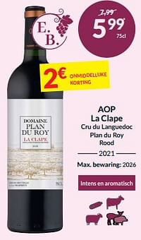 Aop la clape cru du languedoc plan du roy rood-Rode wijnen