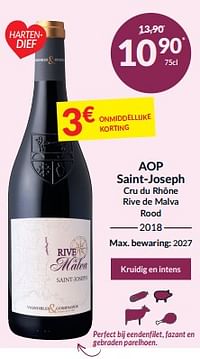 Aop saint-joseph cru du rhône rive de malva rood-Rode wijnen