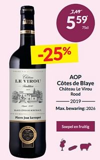 Aop côtes de blaye château le virou rood-Rode wijnen