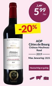 Aop côtes de bourg château moulineau rood-Rode wijnen