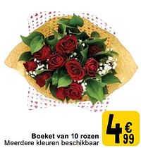 Boeket van 10 rozen meerdere kleuren beschikbaar-Huismerk - Cora