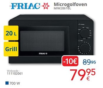 Promoties Friac microgolfoven miw2061bl - Friac - Geldig van 01/09/2024 tot 30/09/2024 bij Eldi