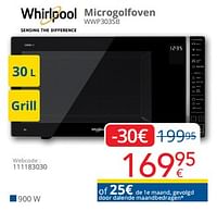 Promoties Whirlpool microgolfoven wwp303sb - Whirlpool - Geldig van 01/09/2024 tot 30/09/2024 bij Eldi