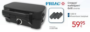 Promoties Friac croque- wafelijzer- grill cw-0750 - Friac - Geldig van 01/09/2024 tot 30/09/2024 bij Eldi