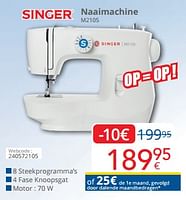 Promoties Singer naaimachine m2105 - Singer - Geldig van 01/09/2024 tot 30/09/2024 bij Eldi