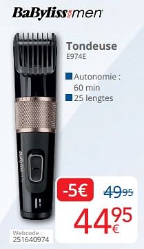 Promoties Babyliss tondeuse e974e - Babyliss - Geldig van 01/09/2024 tot 30/09/2024 bij Eldi