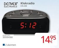 Promoties Denver electronics klokradio cr-430 - Denver Electronics - Geldig van 01/09/2024 tot 30/09/2024 bij Eldi