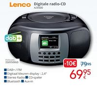 Promoties Lenco digitale radio-cd azb500 - Lenco - Geldig van 01/09/2024 tot 30/09/2024 bij Eldi