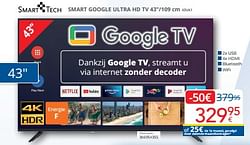 Smart tech smart google ultra hd tv 43va1