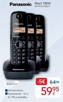 Promoties Panasonic dect trio kx-tg1613blh - Panasonic - Geldig van 01/09/2024 tot 30/09/2024 bij Eldi